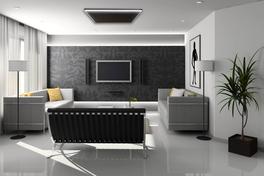 Wohnzimmer mit easyLight Deckenmontage in Schwarz