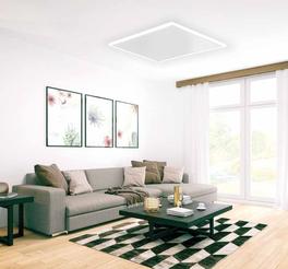 easyTherm® Infrarotheizung mit Lichtrahmen easyLight im Wohnzimmer