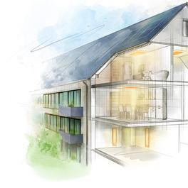 Illustration eines modernen Wohnbaus