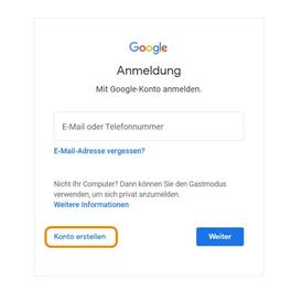 Bei google eine Konto erstellen