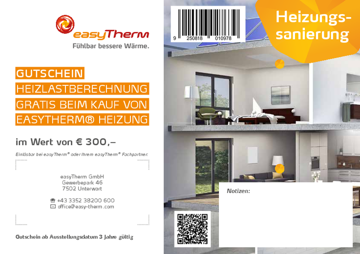 easyTherm Gutschein Heizlastberechnung