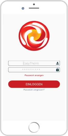 easyTherm App Anmeldebildschirm