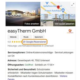 easyTherm Google Unternehmensprofil