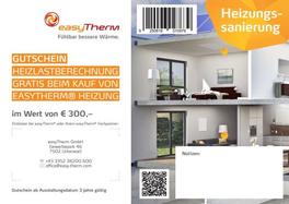 Gutschein für eine Heizlastberechnung beim Kauf einer easyTherm® Infrarotheizung